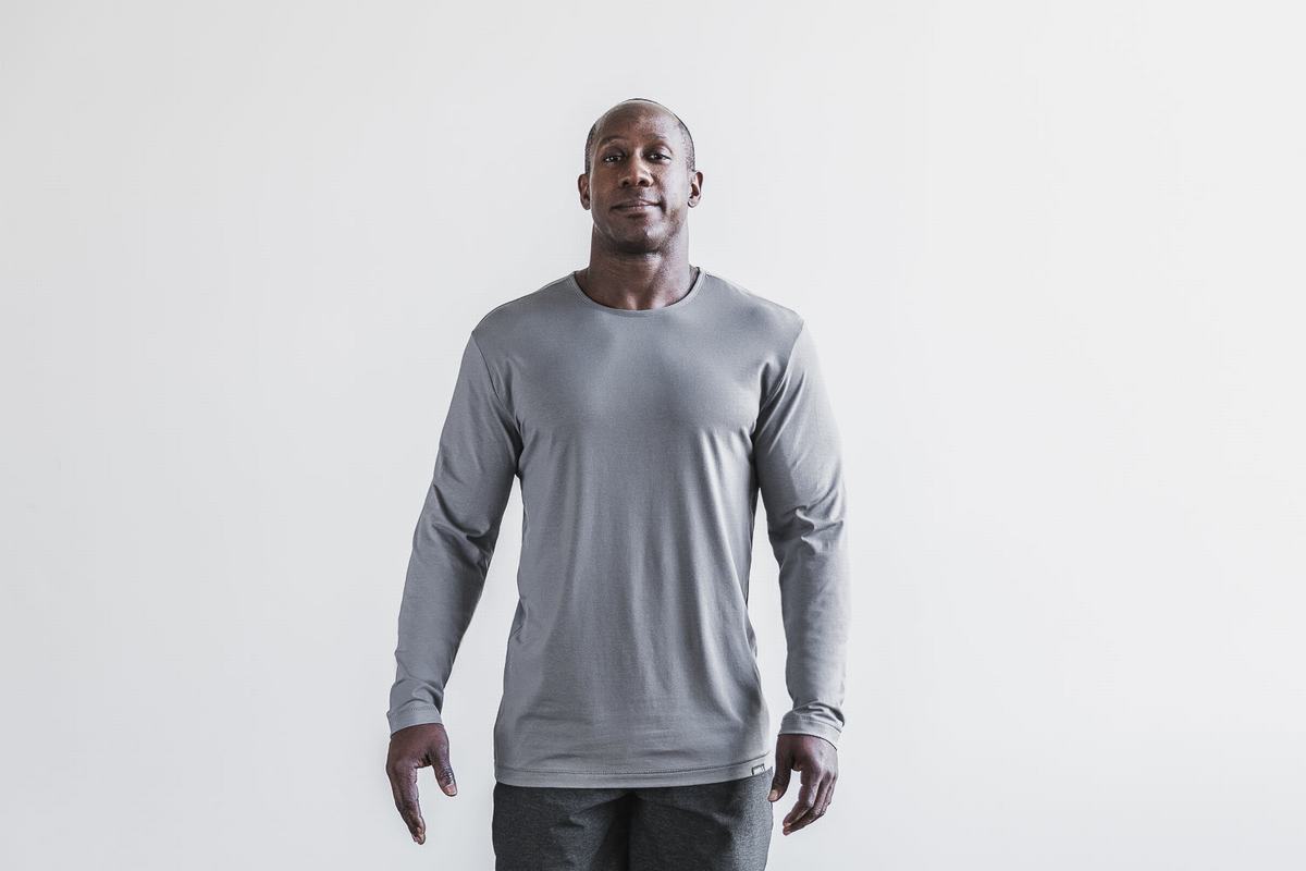 Nobull Lightweight Men's Long Sleeves Dark Grey | Australia (SK8923)